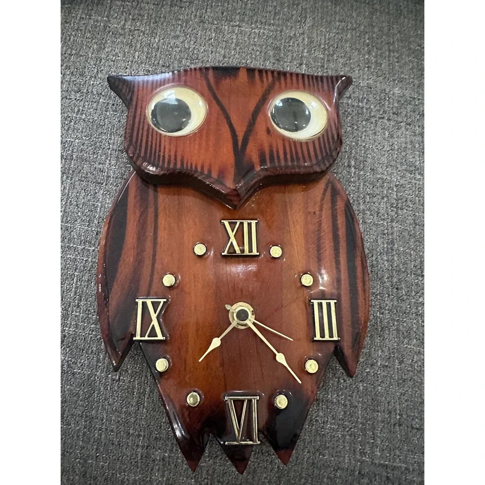 Vintage Wooden Owl Wall Clock